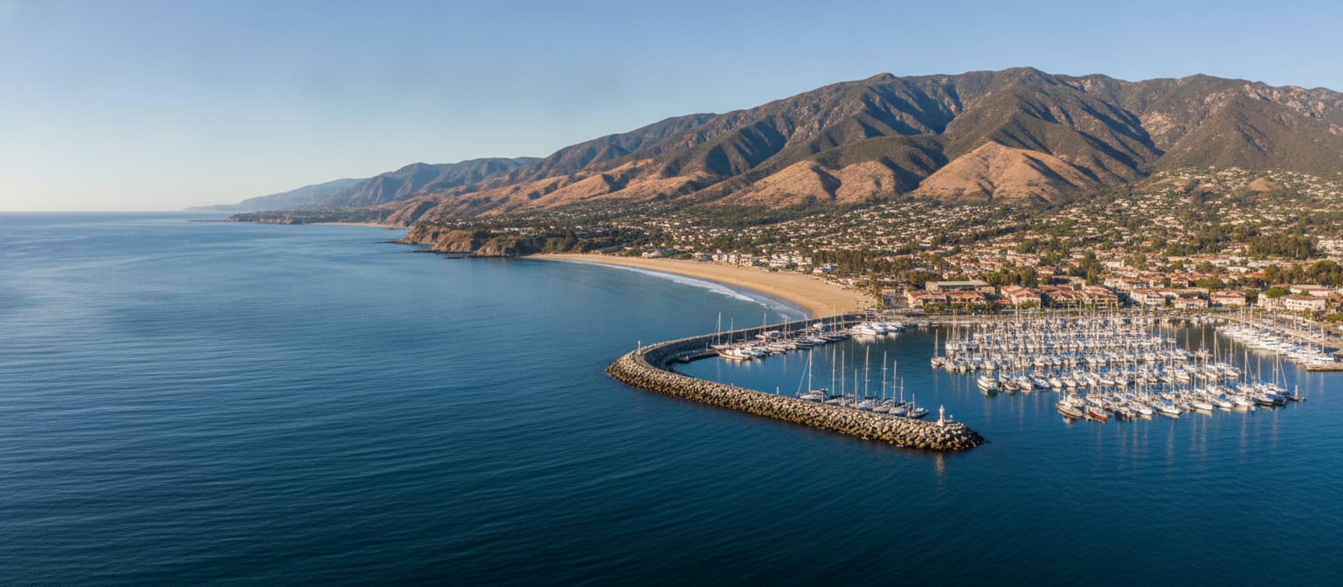 Boat appliance repair in Santa Barbara CA — the harbor and the mountains behind it